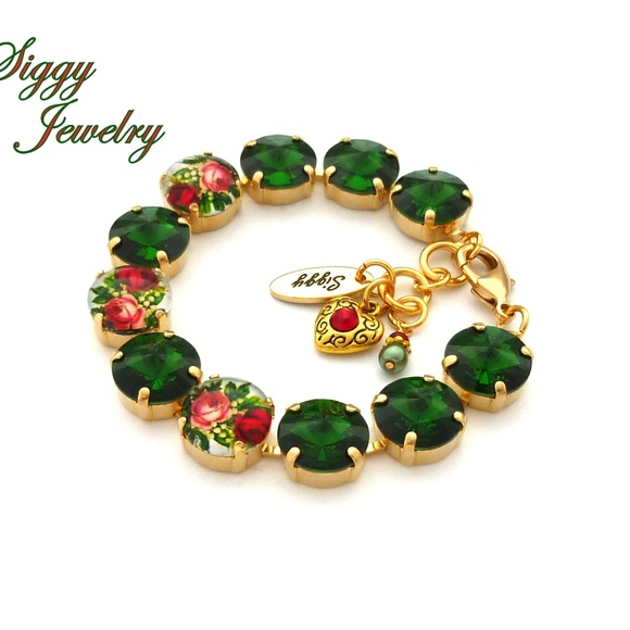 Swarovski Crystal Christmas Holly Bracelet, 12mm - Picture 3 of 9